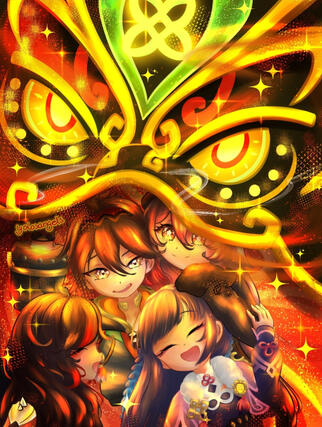 Half-body + complex background + 3 additional characters + complex character design - 400€